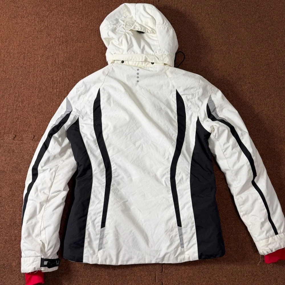 Nice b- Hyra Womens Ski Jacket White Black Hooded Insulated Snow Coat Size Small